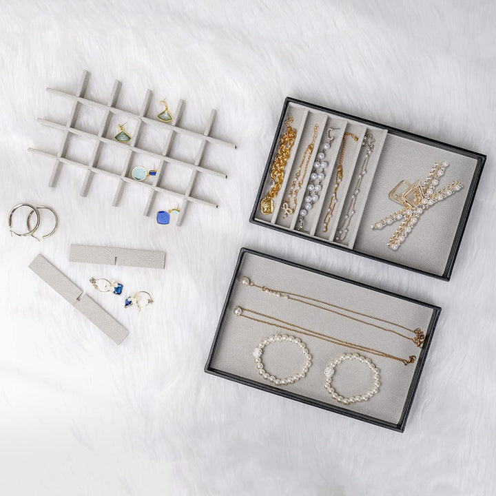ProCase Schmucktablett Organizer mit 4 Schmuckschalen, Stapelbar Schmuck Schublade Organizer, Schmuc