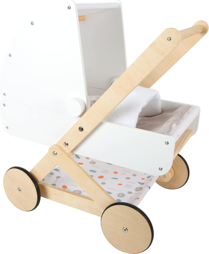 small foot Puppenwagen Little Button aus Holz, multifunktionaler und hochwertiger Puppenkinderwagen,