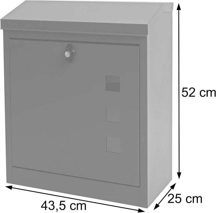 XXL Briefkasten HWC-H26AM, Firmenbriefkasten Postkasten, abschliessbar pulverbeschichtet 52x44x25cm