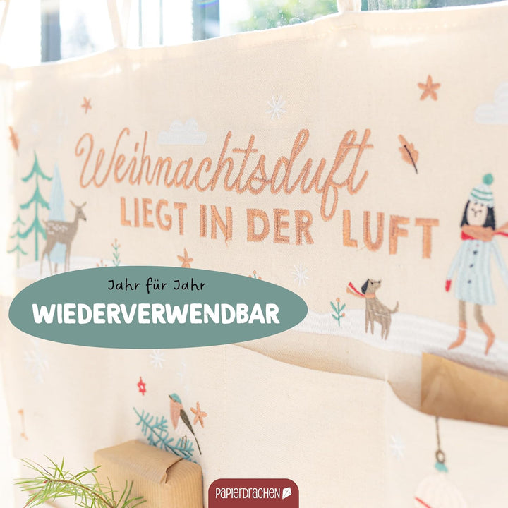 Papierdrachen Adventskalender 2025 - als Wandkalender - Cheerful Christmas - beige - hochwertig best