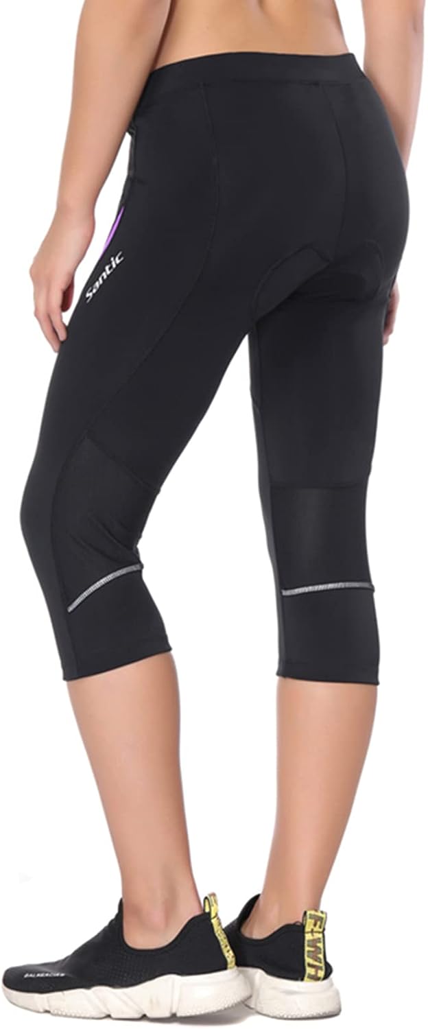 Santic Fahrradhose Damen Gepolstert 3/4 Radlerhose Damen mit Sitzpolster Radhose Damen 3/4 mit Polst