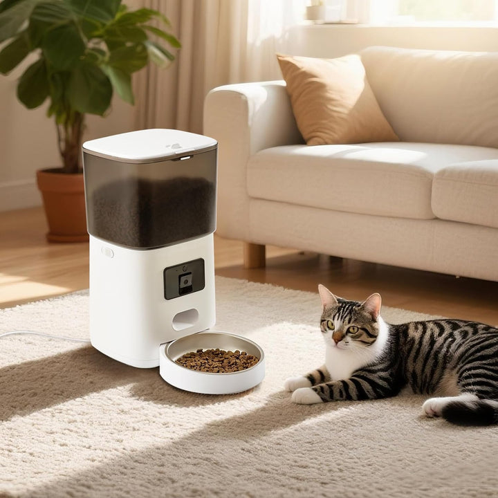 Futterautomat Katze 6L | WiFi Katzenfutter Automat APP-Steuerung mit Nachtlicht | Programmierbarer K