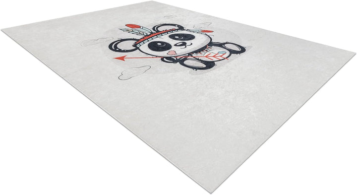Kinderteppich Bambino Waschteppich Panda für Kinder Anti-Rutsch - Creme 140x190 cm 140x190 cm Bambin