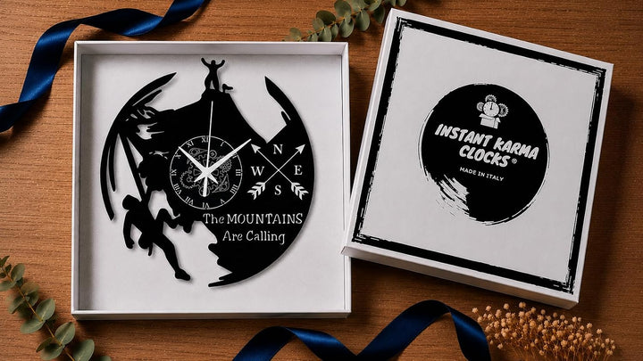 Instant Karma Clocks Wanduhr aus Vinyl Klettern Bergsteigen Hiking