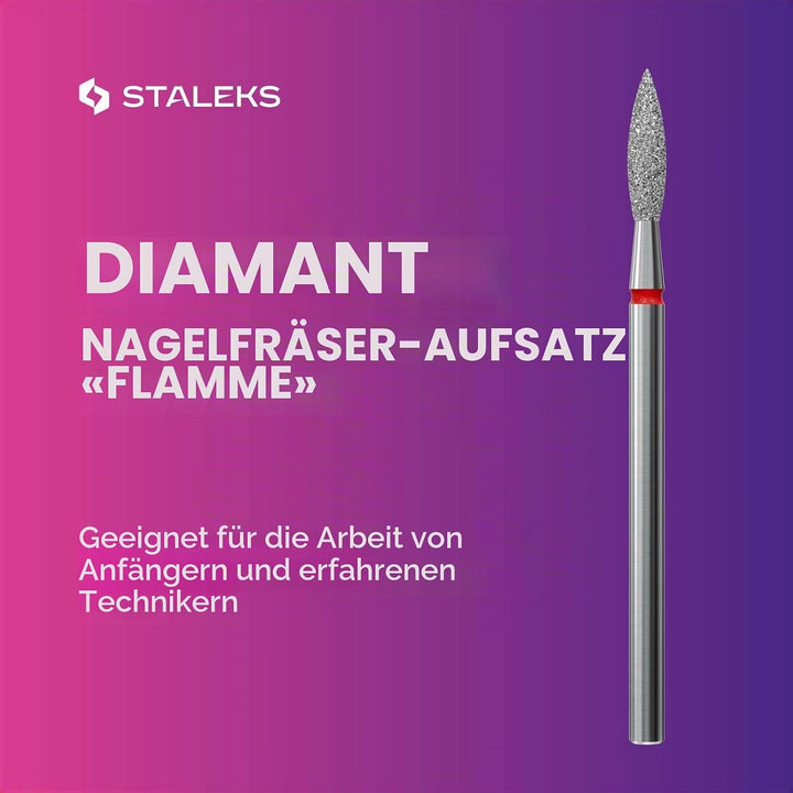Staleks Pro - Diamant bit - flamme (roter ring) I aufsatz für nagelfräzer I bits für apparative mani