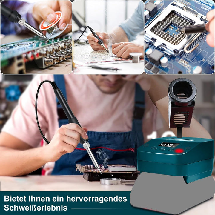 kabelloser Lötkolben Set kompatibel mit Bosch 18V BAT Akku, Tragbarer Kabelloser Lötkolben mit Unter