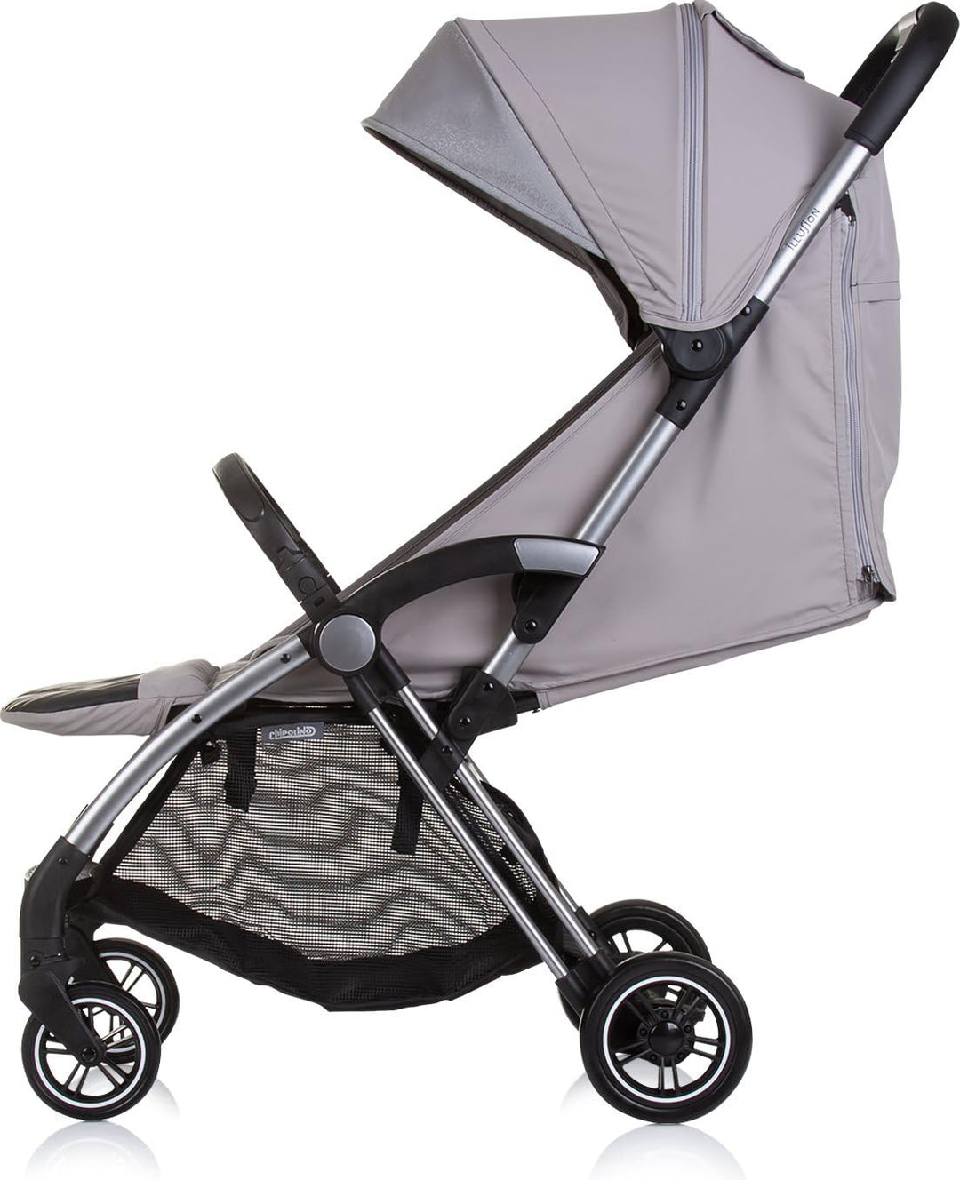 Chipolino Kinderwagen Illusion klappbar, verstellbare Fussstütze, Federung, Korb, Farbe:grau, grau