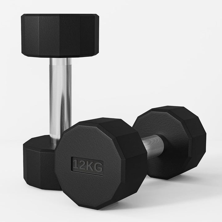 SPORTNOW Set 2 Manubri a 12 Lati da 2x2/5/8/10/12/15 kg in Metallo e Gomma, Set Manubri Palestra con