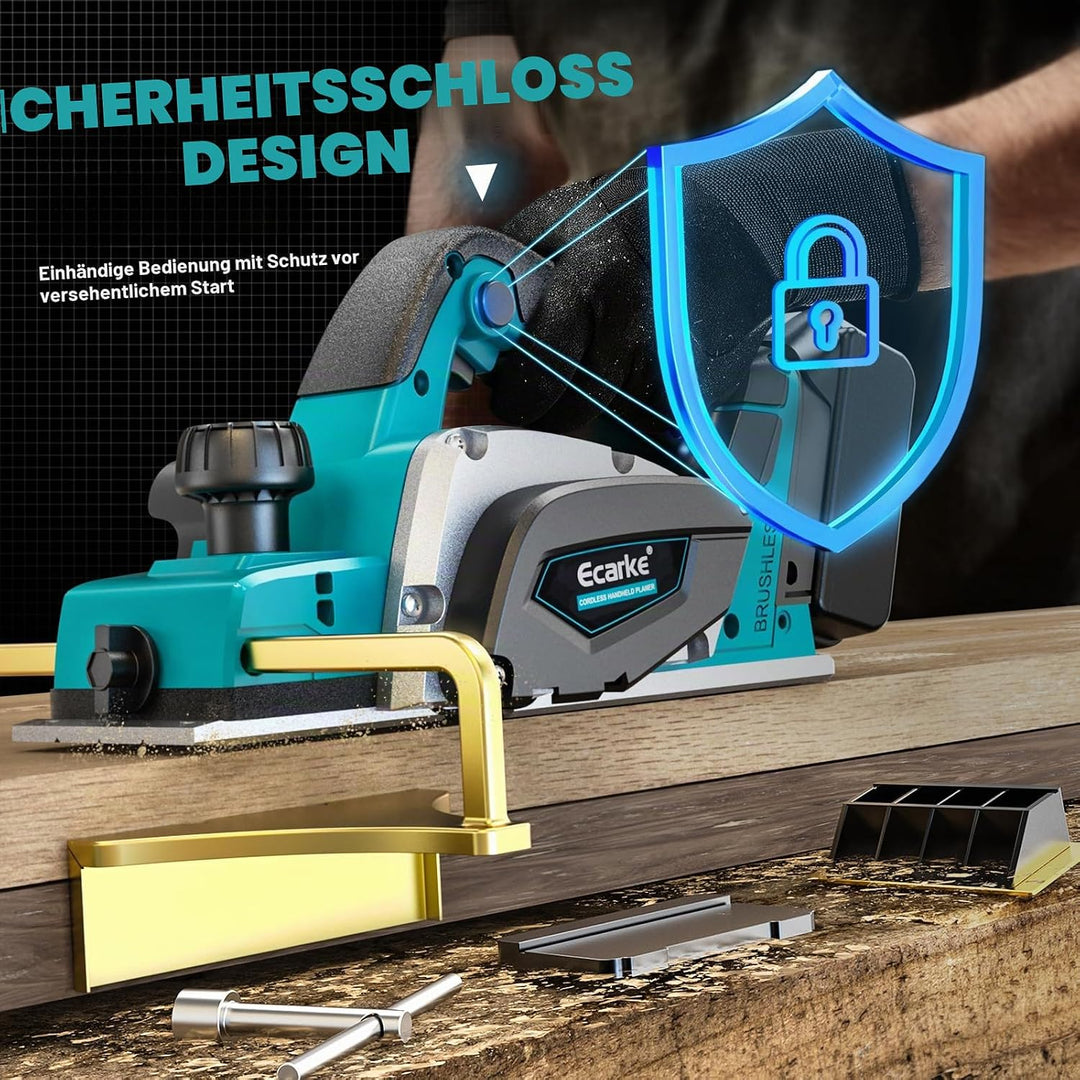 Ecarke Akku-Randhobel 750W für Makita 18V Batterie, bürstenloser Elektrohobel – 15000 U/min, 82mm Ho