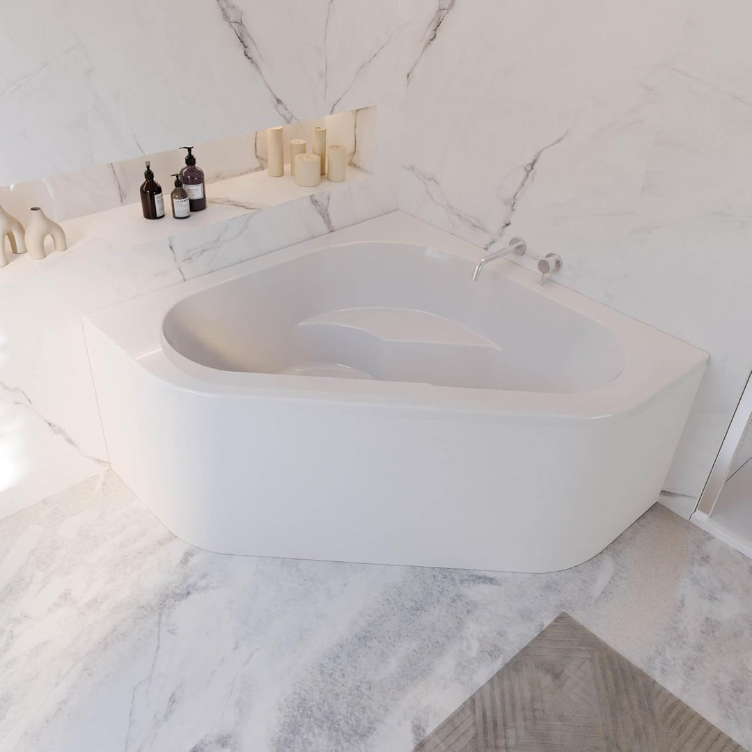 Schulte Badewanne 135x135 Set inkl. Schürze, Fussgesetell, Ab- und Überlauf, Modell A aus hochwertig
