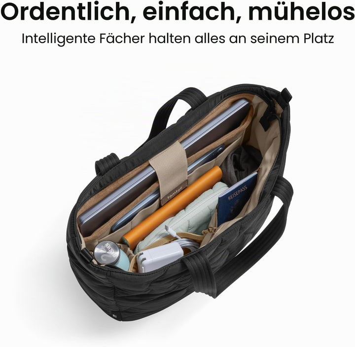 tomtoc Puffer Laptop Tragetasche für Damen, 13,5L Tote Bag für 15-16 Zoll Macbook, Leichte Schultert