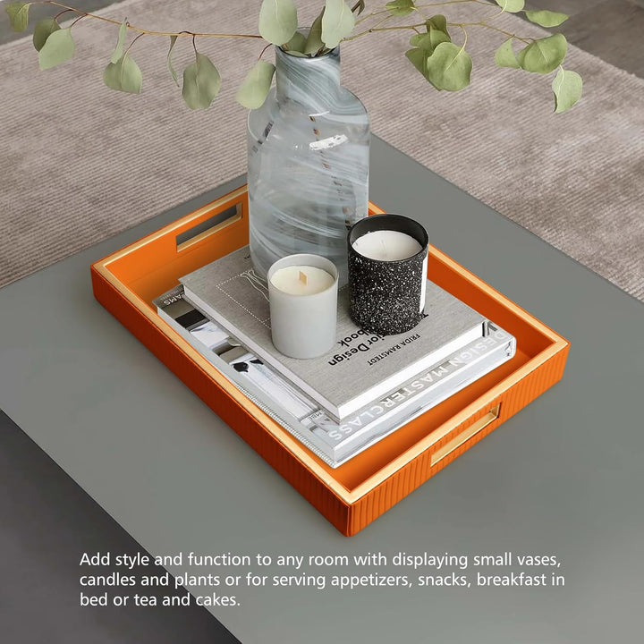 SANZIE Ledertablett, Schreibtisch-Aufbewahrung, Organizer, Premium-Serviertablett, dekoratives Table