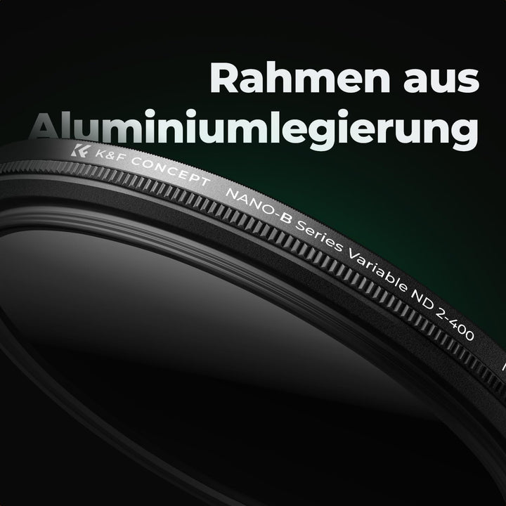 K&F Concept B-Serie 67mm ND Filter Variabler ND2-ND400 (1-9 Stop) Slim Neutral Graufilter, 67mm