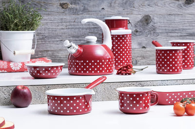 Riess, 0543-077, Flötenkesssel Plus, COUNTRY - PÜNKTCHEN ROT, Durchmesser 18 cm, Höhe 21.7 cm, Inhal