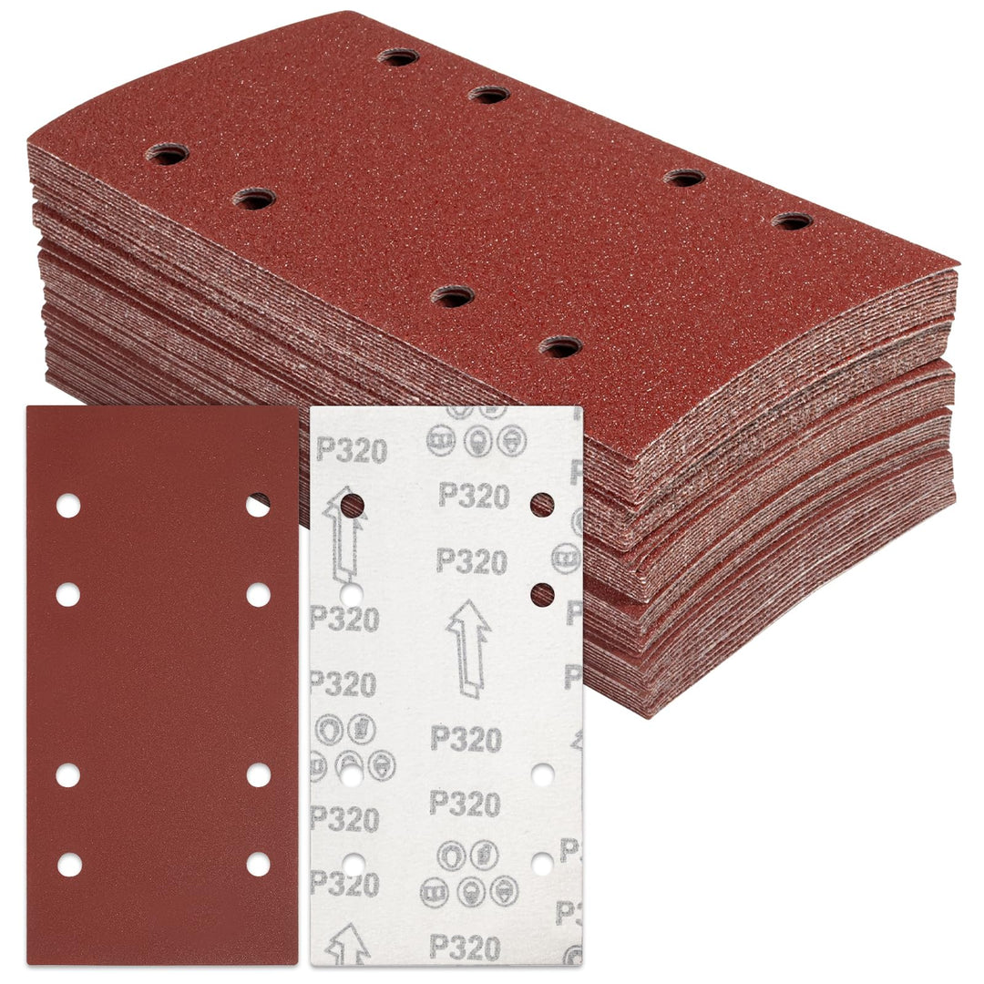 BIGP 50 Stück Schleifblatt Set 93x230 mm mit Klettverschluss | Körnungen 320 | Für Multischleifer &