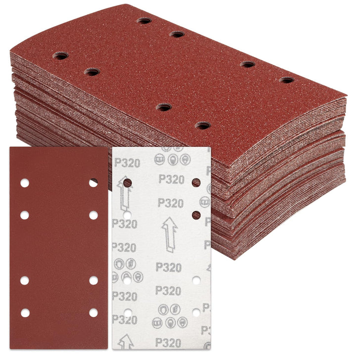 BIGP 50 Stück Schleifblatt Set 93x230 mm mit Klettverschluss | Körnungen 320 | Für Multischleifer &