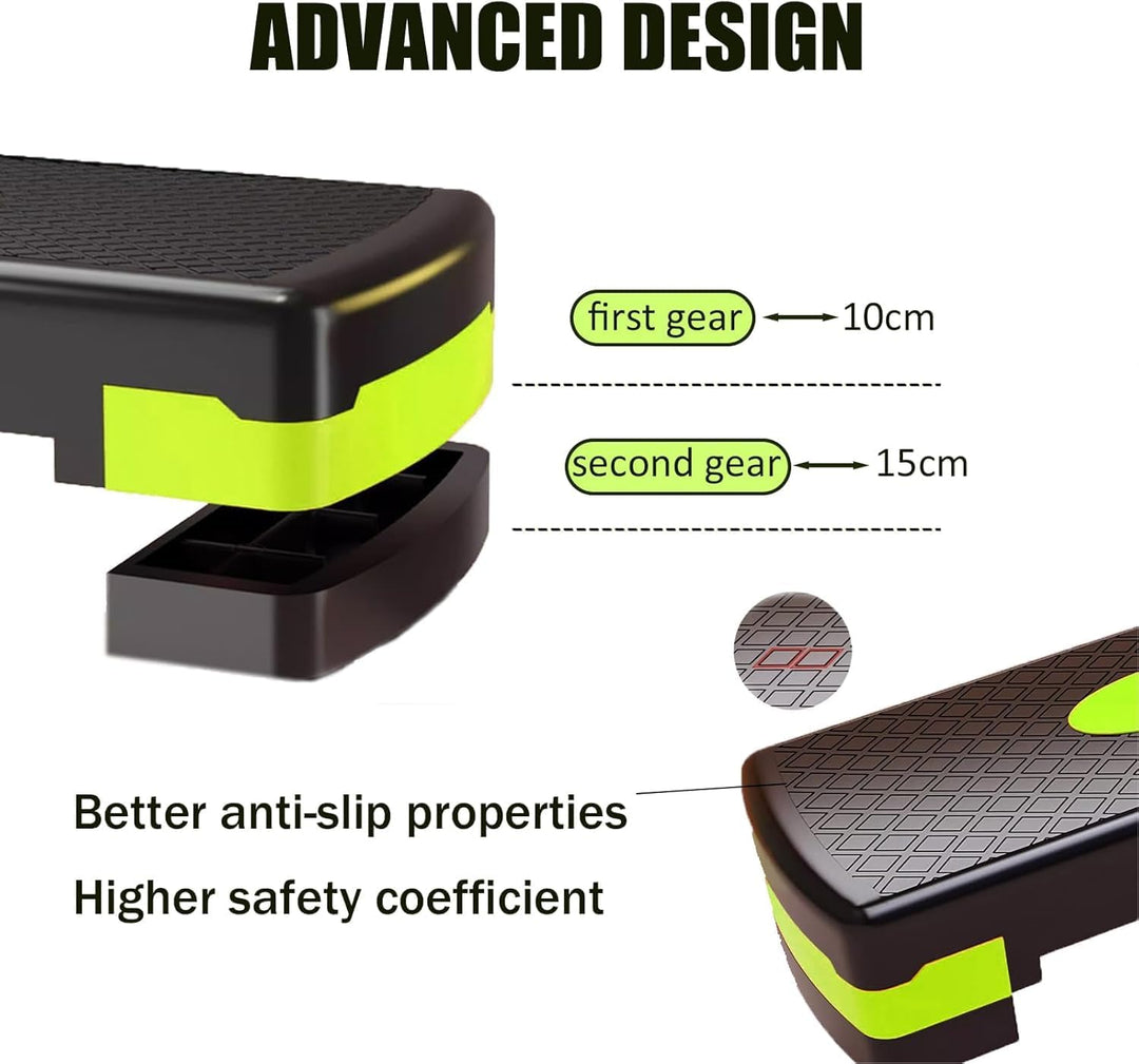 Steppbrett für zuhause, Höhenverstellbar (10-15cm) Stepper Fitness, Aerobic Stepper mit Widerstandsb