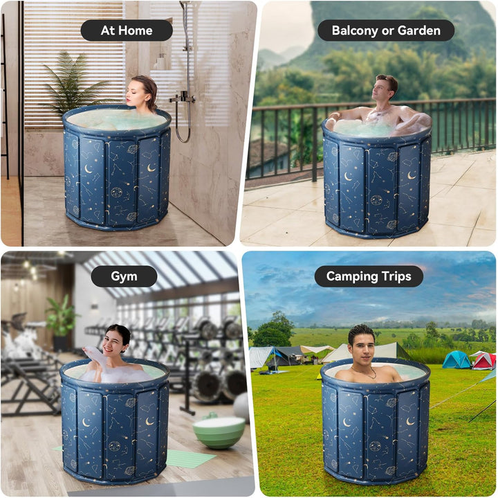 YYW Tragbare faltbare Eisbadewanne, grosse tragbare Badewanne für Zuhause, Outdoor, Fitnessstudios,