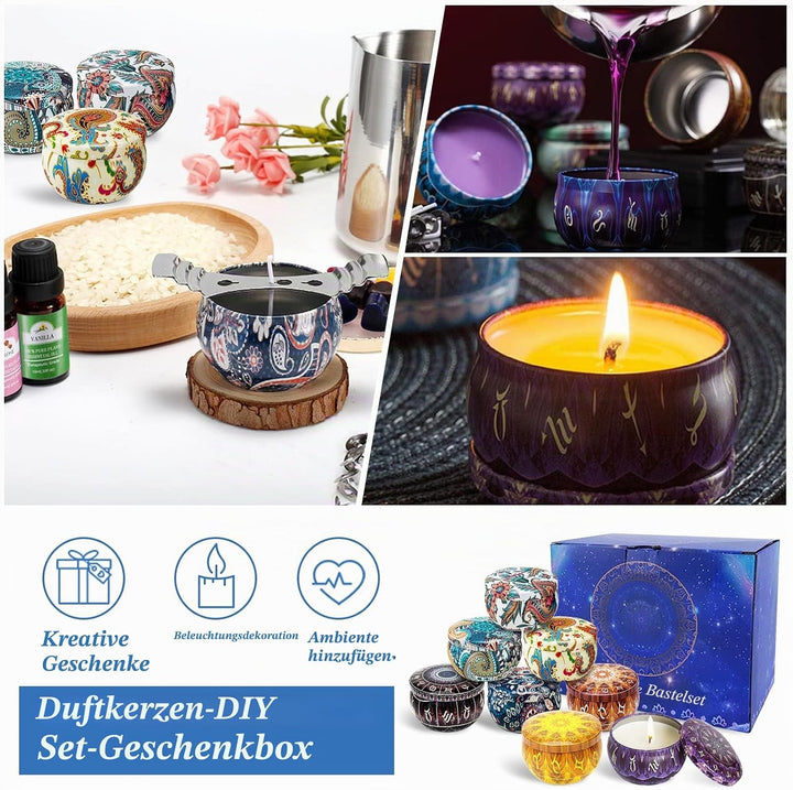 JOYBOY Kerzen Selber Machen Set,DIY Duftkerze Geschenke Kerzenherstellung Kit,8 Kerzendosen, für Ker