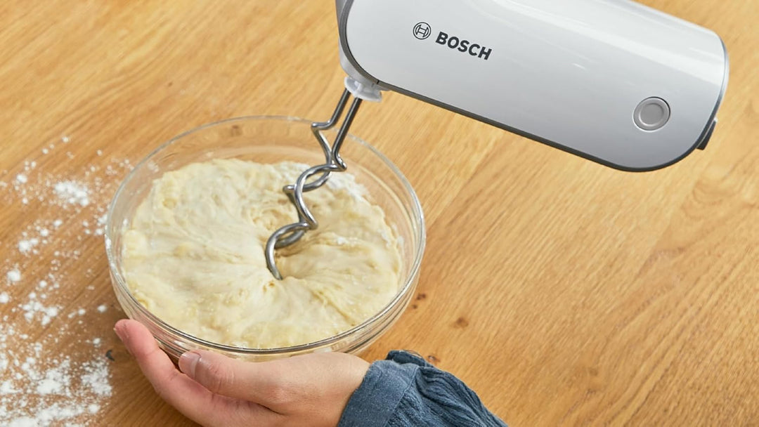 Bosch Handrührer Styline MFQ49300, 5 Stufen, 2 Edelstahl Rührbesen- und Knethaken, Spiralkabel, 850
