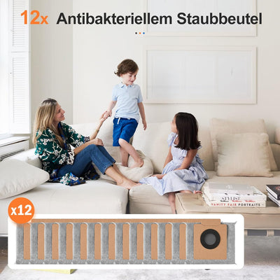 12 Stück Staubbeutel für eufy X8 Pro / X10 Pro Omni Roboter Staubsauger Zubehör, Staubsaugerbeutel E