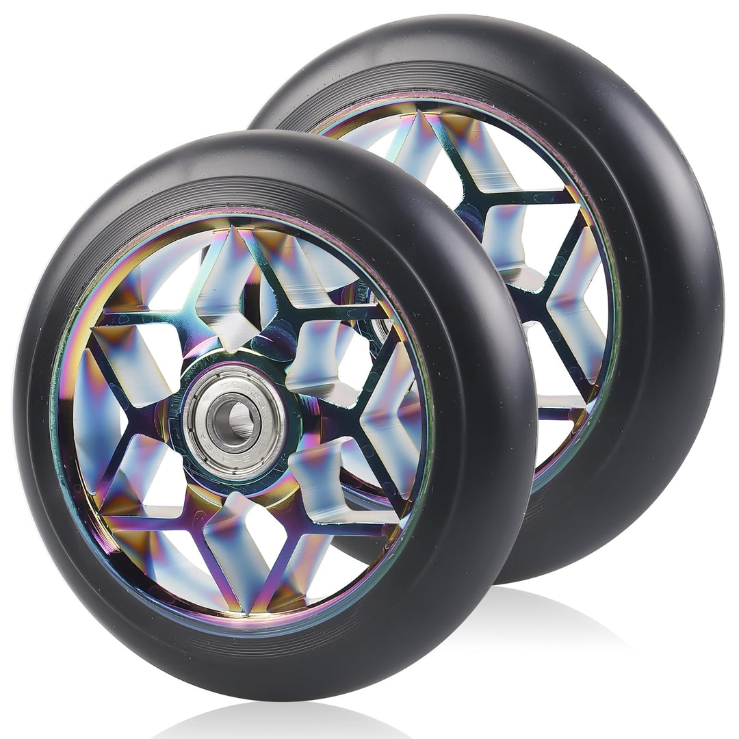 2 Stück Stunt Scooter Rollen 110 mm, Bunt Scooter Scooter Ersatzräder, 88A Rollerräder für Stunt mit