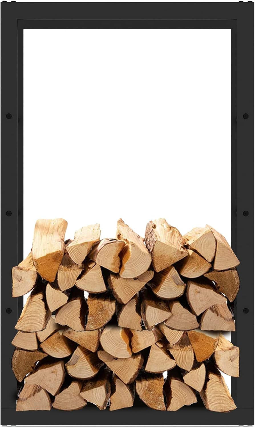 Kaminholzregal aussen und innen, bis 150 kg Traglast, 100 x 25 x 60 cm, Brennholzständer aus pulverb