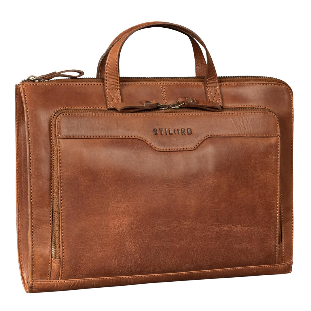 STILORD Silvano Echtleder Laptop Sleeve 13,3 Zoll Vintage Laptop Hülle Schmal Leder Reissverschluss