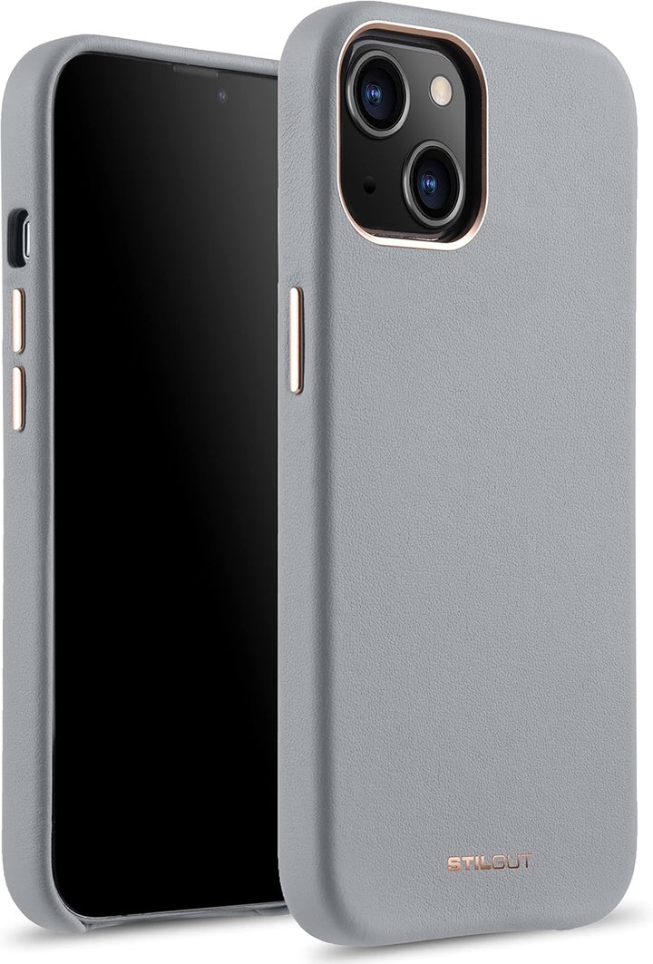 STILGUT Cover kompatibel mit iPhone 13 (6.1") Hülle aus Leder - iPhone 13 Case mit Tasten & Kameraei