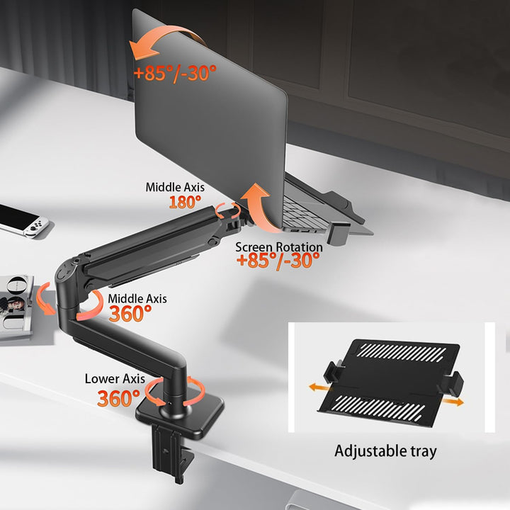 Laptop Arm,2-In-1 Monitorhalter Mit Laptopablage, Belastbar Bis 10 Kg,Verstellbarer Laptoparm,Kompat