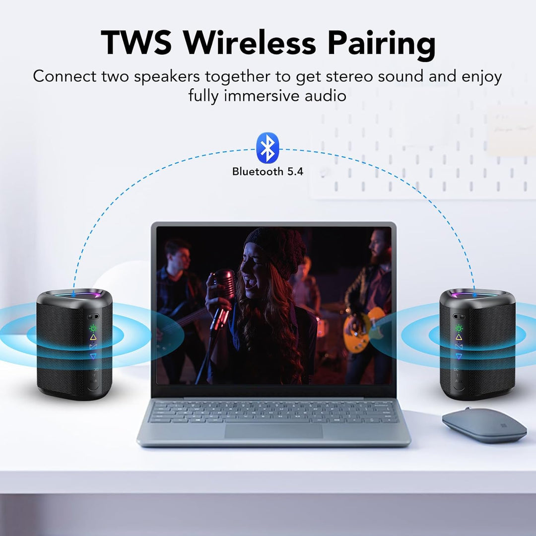 aowoka Bluetooth Lautsprecher mit Licht, 2025 Musikbox Tragbarer Box, Bluetooth 5.4, 30 St, Verbesse