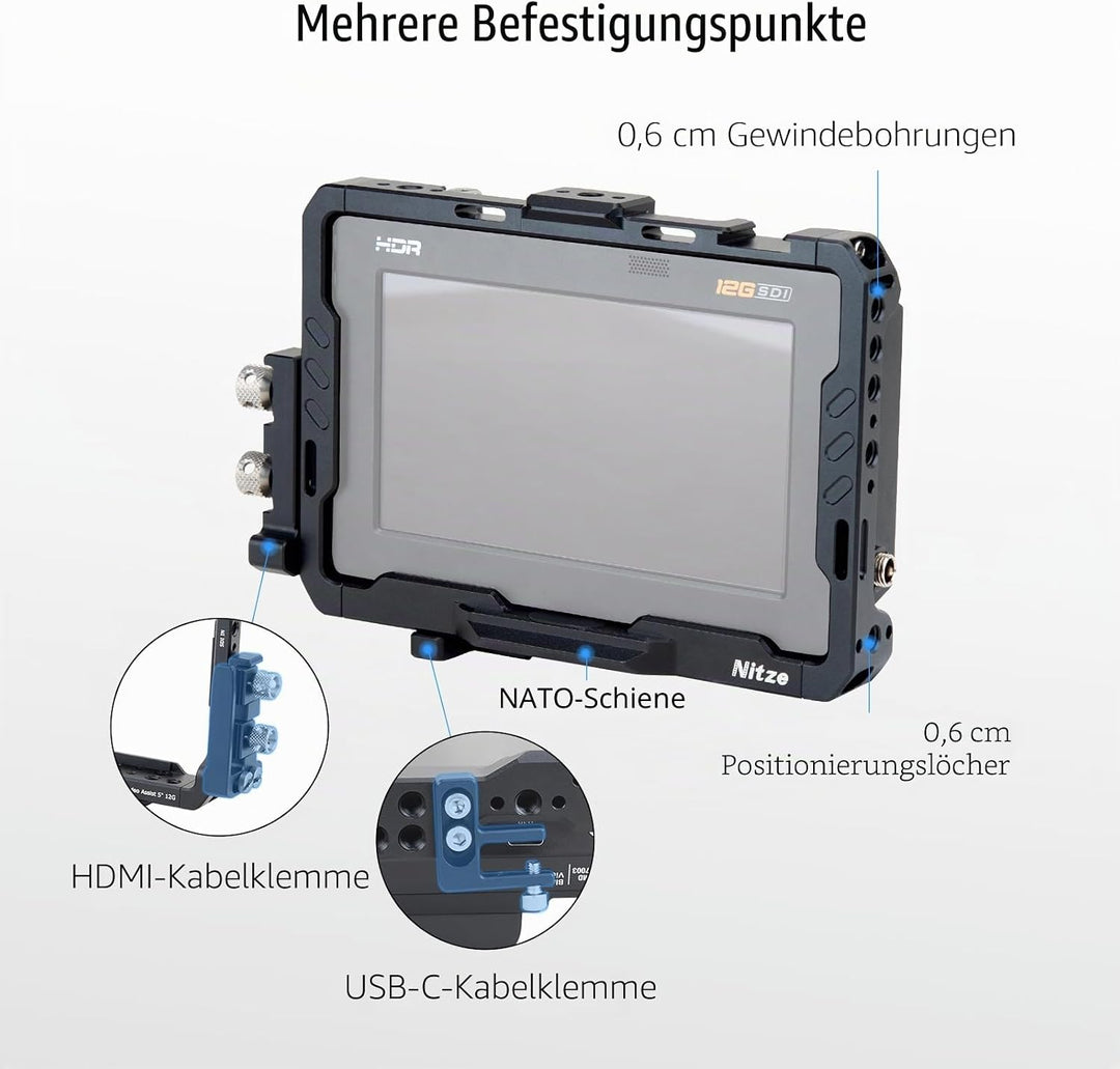 Nitze Monitor Cage for Blackmagic Video Assist 5’’ 3G/12G - JT-B01A Monitor Cage-JT-B01A, Monitor Ca