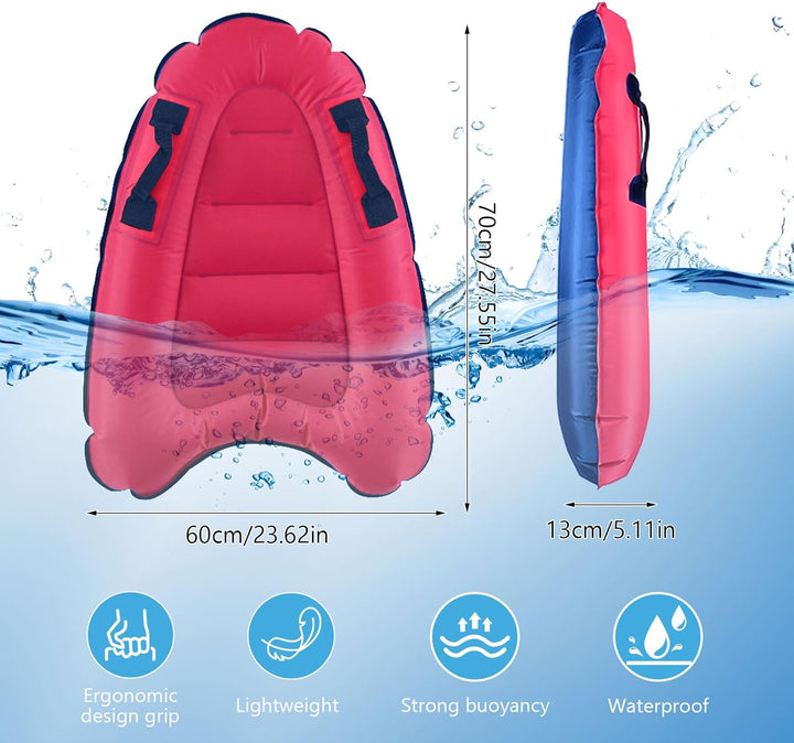 Bocguy Bodyboard Aufblasbar, 75 x 65 x 15 cm Surfbrett Aufblasbar, Schwimmbrett Aufblasbare, Faltbar