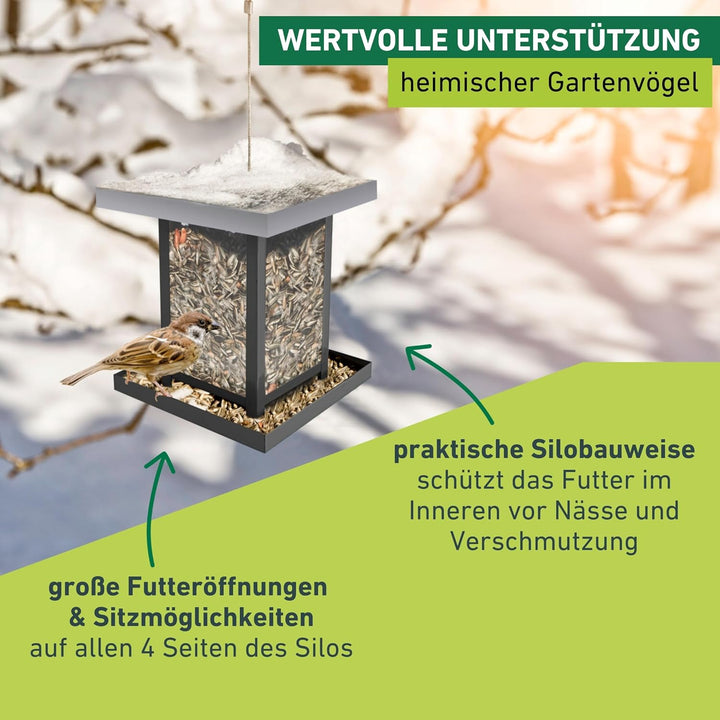 Windhager Vogelfuttersilo View, Vogelfuttersilo, Vogelhaus, Futterspender für Vögel, modernes Vogelh