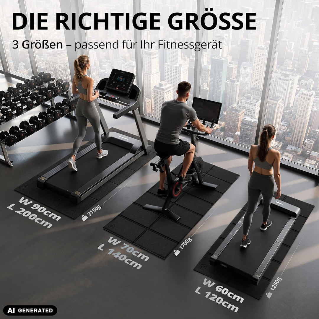 bemaxx Bodenschutzmatte Fitness PVC - für Fitnessgeräte Sportgeräte Laufbandmatte rutschfest, Unterl