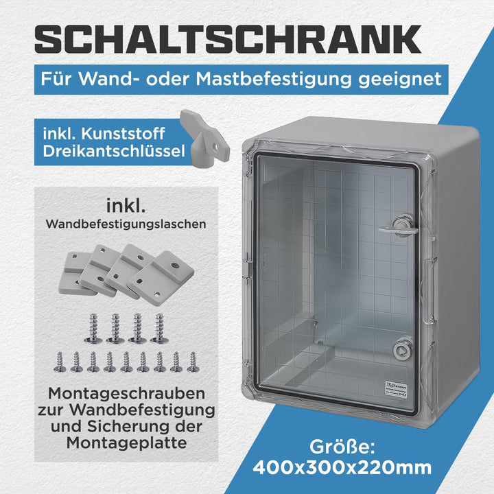 BOXEXPERT® Verteilerkasten aussen wasserdicht [ABS Kunststoff IP65 Gehäuse inkl. Sichttür] grau (Ser