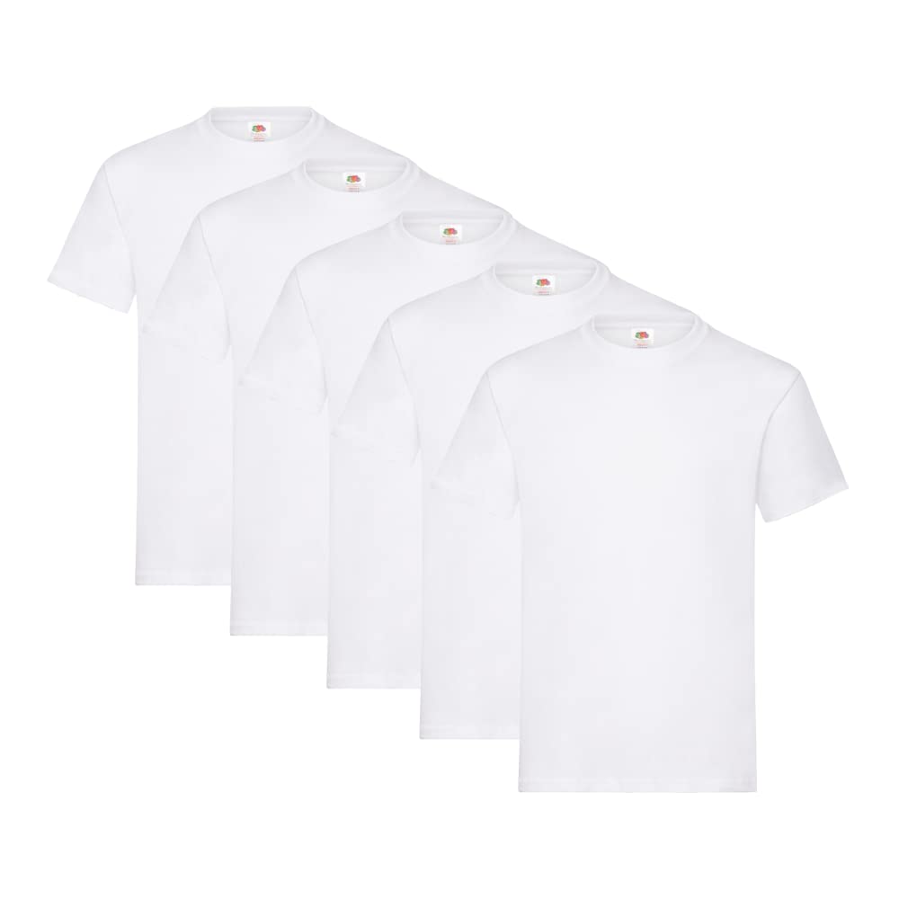 Fruit of the Loom Herren T-Shirt 5er-Pack Heavy Cotton M L XL XXL 3XL Diverse Farbsets S Weiss (Whit