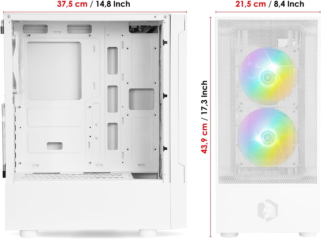 EMPIRE GAMING - Gehäuse für Gamer Sapphire – ARGB Mittlerer Tower ATX/Micro-ATX/ITX – seitliche Tür