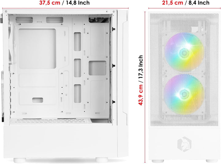 EMPIRE GAMING - Gehäuse für Gamer Sapphire – ARGB Mittlerer Tower ATX/Micro-ATX/ITX – seitliche Tür