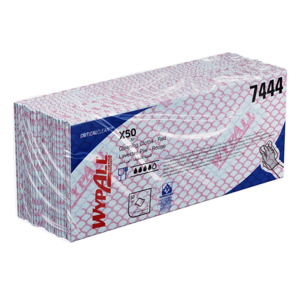 WypAll X50 Farbcodierte Reinigungstücher 7444 Rot 6 Packungen x 50 Farbcodierte Wischtücher mit Inte