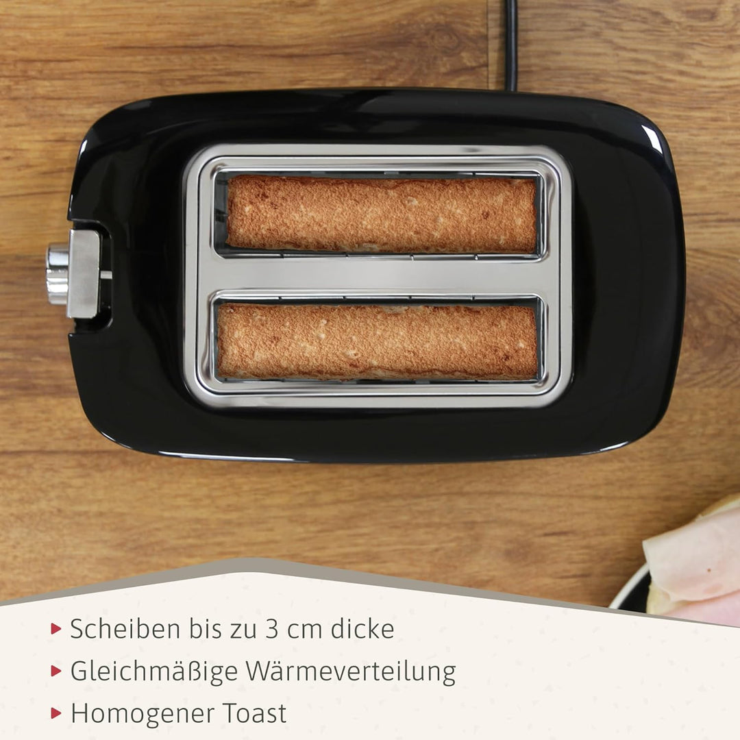 briebe Elegance Toaster mit breitem Schlitz, 2-Scheiben-Toaster, 7 Stufen, Abbrechen, Aufwärmen und