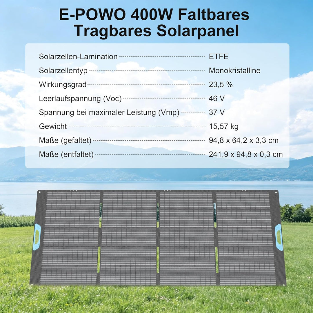 400W Solarpanel, 23,5% Wirkungsgrad ETEF Faltbares Solarladegerät