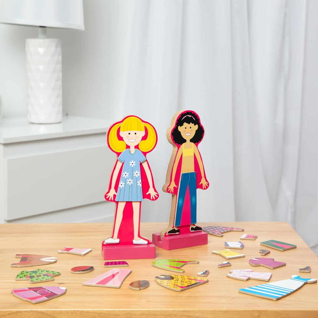 Melissa &amp; Doug - Magnetische Anziehpuppen aus Holz - mit mehr als 60 Teilen für kreativen Ankleidesp