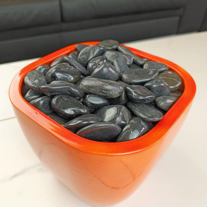 Dekosteine schwarz poliert 20 kg, Kieselsteine Garten 2-3 cm, Zierkies für Vasen, Flusssteine, Ziers
