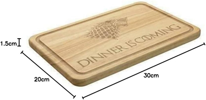 Dinner is coming Schneidebrett Holzbrett Käsebrett Küchenbrett Hartholz lasergraviert Küche Geschenk