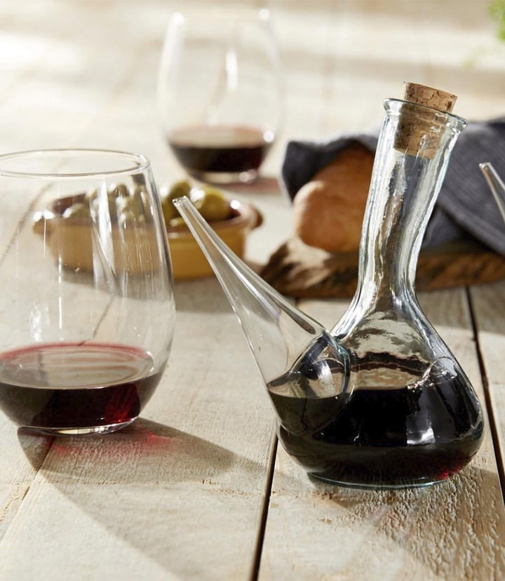 Artisan Glas Weinkrug. 2 Weinausgiesser aus Glas 250 ml. Kristall porron. weinausschenker spender de