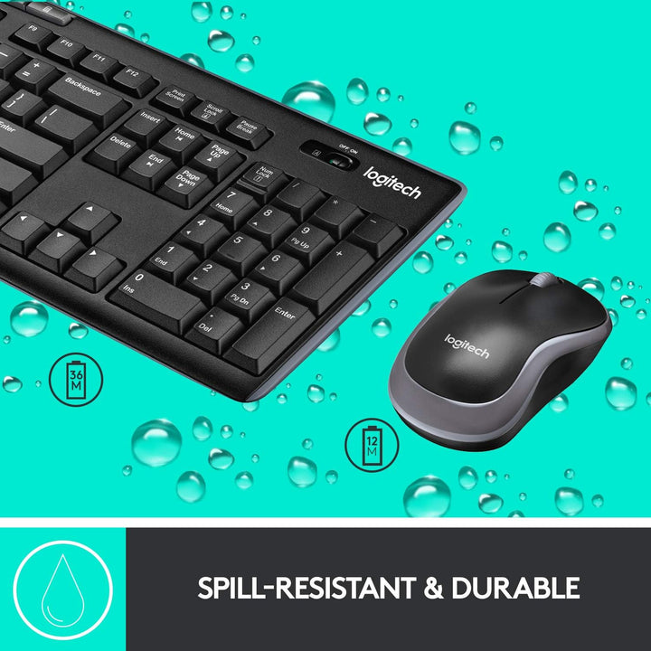 Logitech MK270 Kabelloses Set mit Tastatur und Maus für Windows, Skandinavisches QWERTY-Layout - Sch