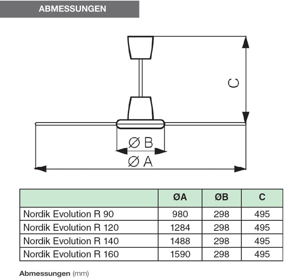 Vortice 61756 Nordik Evolution R 120/48" Deckenventilatoren, 70 W, schwarz, Ø 122 cm, 7 Ø 122 cm Sch