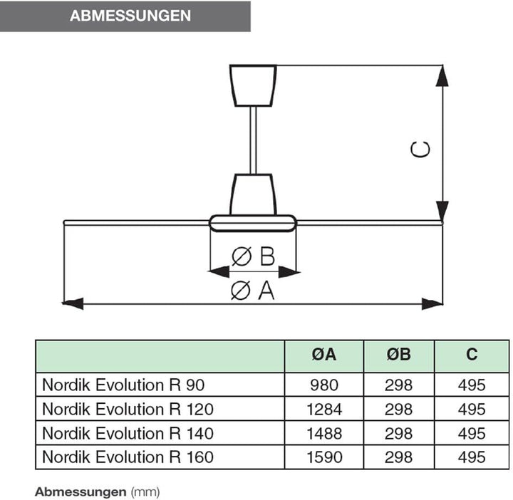 Vortice 61756 Nordik Evolution R 120/48" Deckenventilatoren, 70 W, schwarz, Ø 122 cm, 7 Ø 122 cm Sch