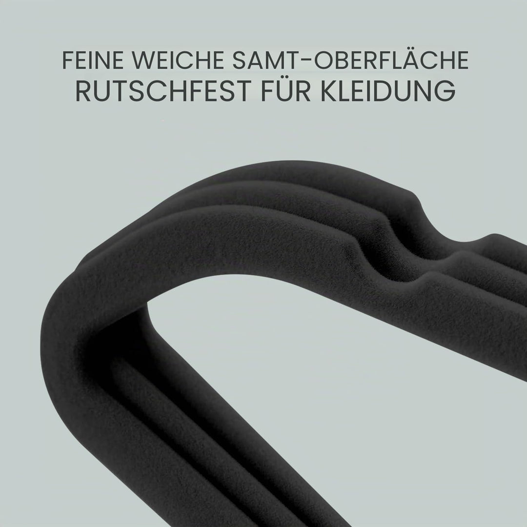 Kleiderbügel Samt, 45 cm rutschfeste Filz Bügel, Stabile Anzugbügel mit Schulterkerben, Platzsparend